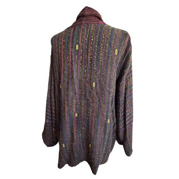 Susan Neal Handwoven Multicolor Open Front Jacket Cardigan Reversible CM2056 - Picture 12 of 16